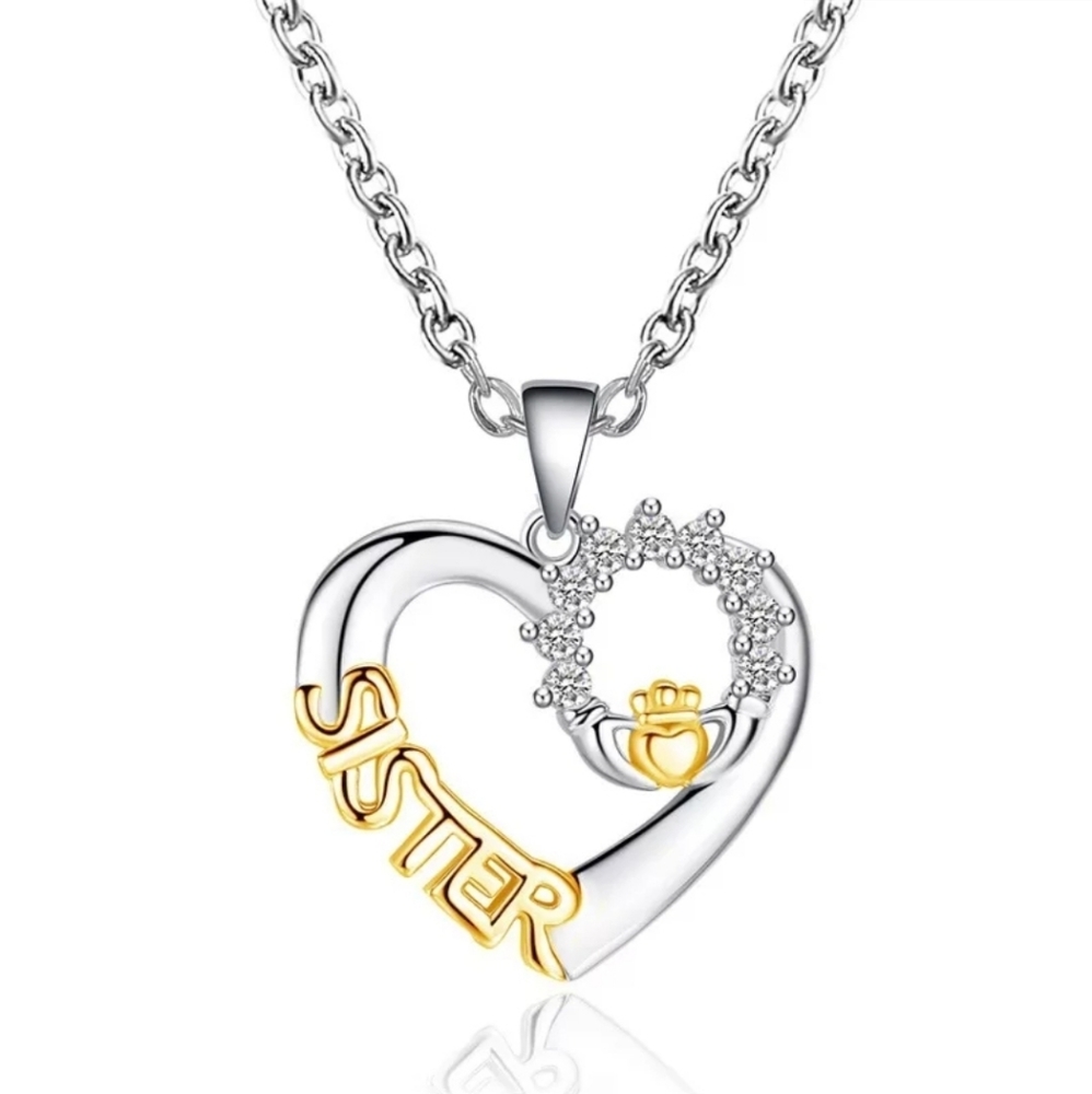 SISTER LOVE HEART CRYSTAL NECKLACE